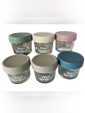 Wee Sprout Baby Food 2oz Glass Jars For Storage with Silicone Lids- 6